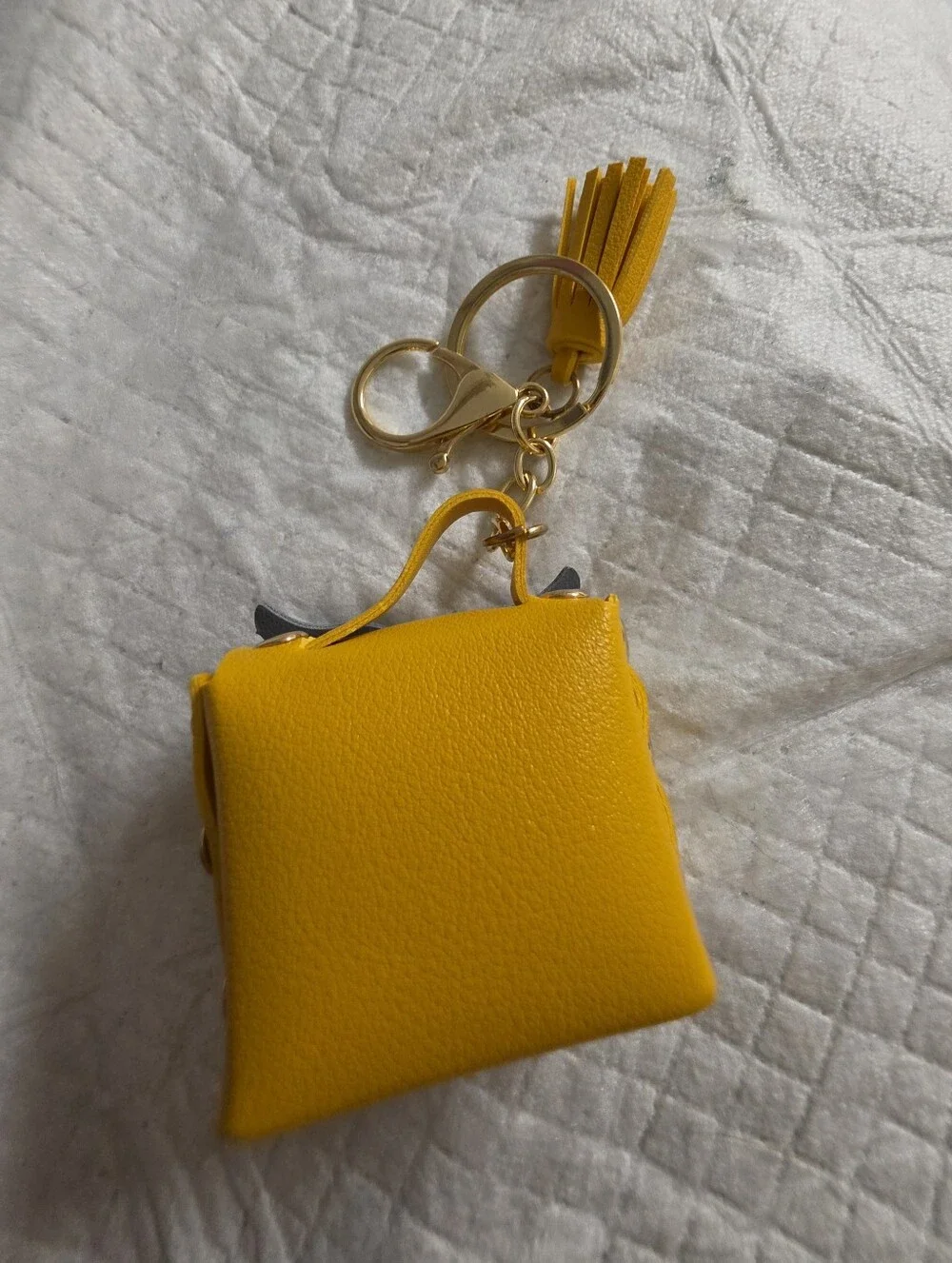 Yellow Owl Keychain Bag Charm with Tassel